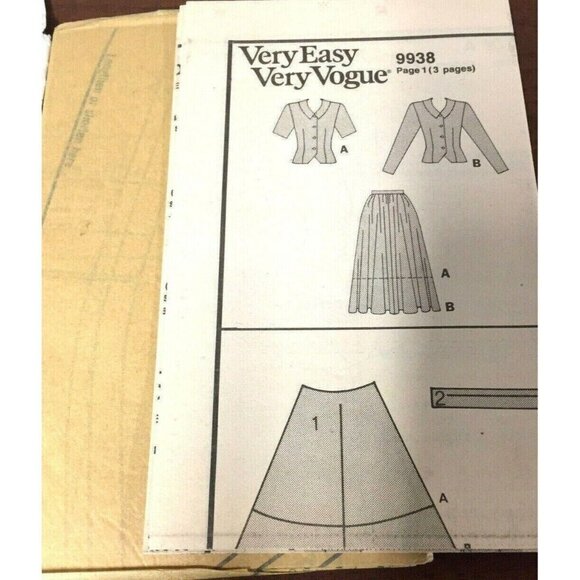 Sewing Pattern VOGUE 9938 Ladies JACKET & SKIRT Size 8-12 Very Easy U/C Vintage - Picture 4 of 7